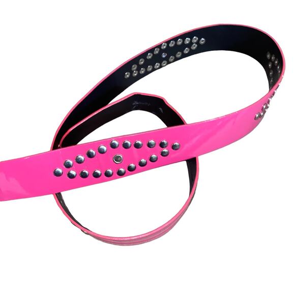 Pink Barbie Core Studded Embellished Glam Pink Belt Silver accent hardware sz 18 - Picture 4 of 5